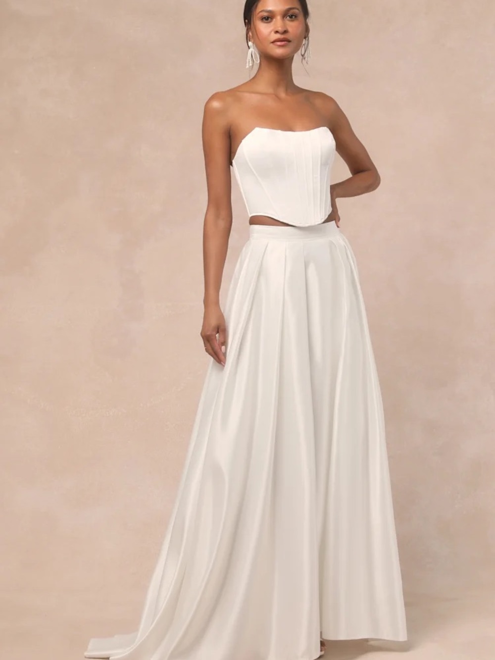 Lulus white satin two piece set